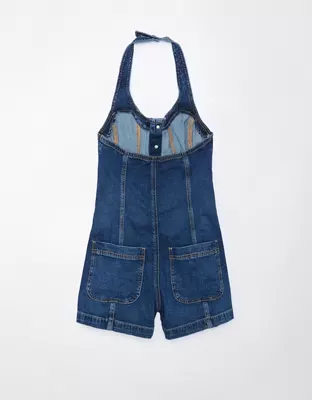 AE AE Denim Halter Button-Up Romper