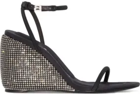 Alexander Wang Dahlia crystal-embellished wedge 105mm sandals Black