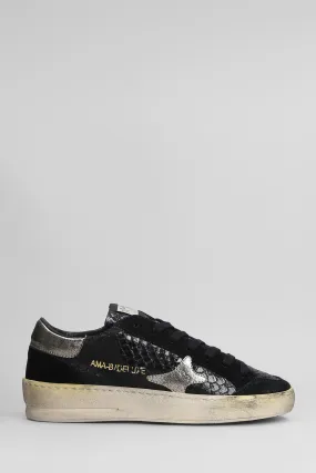 AMA-BRAND Sneakers In Black Suede And Leather