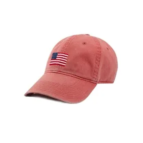 American Flag Needlepoint Hat- Nantucket Red