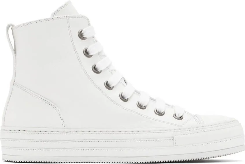 Ann Demeulemeester White Leather Raven Sneakers