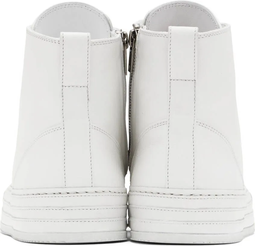 Ann Demeulemeester White Leather Raven Sneakers