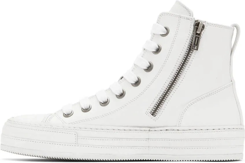 Ann Demeulemeester White Leather Raven Sneakers