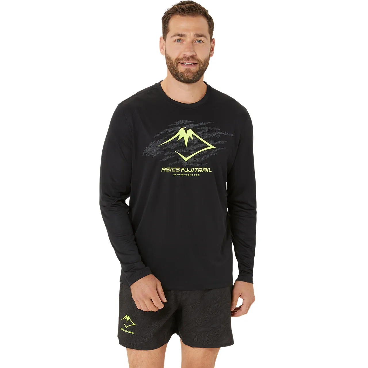 Asics Men's Fujitrail Logo Ls Top P. Black/Graphic Grey/Safety Yellow | Buy Asics Men's Fujitrail Logo Ls Top P. Black