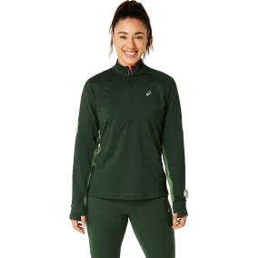 Asics Women's Winter Run 1/2 Zip Mid Layer Rain Forest/Cedar Green | Buy Asics Women's Winter Run 1/2 Zip Mid Layer Ra