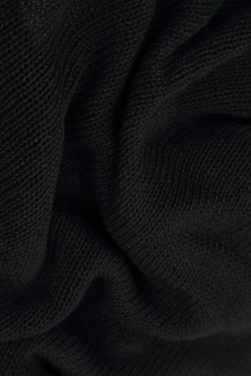 Asymmetric Black Linen Jumper