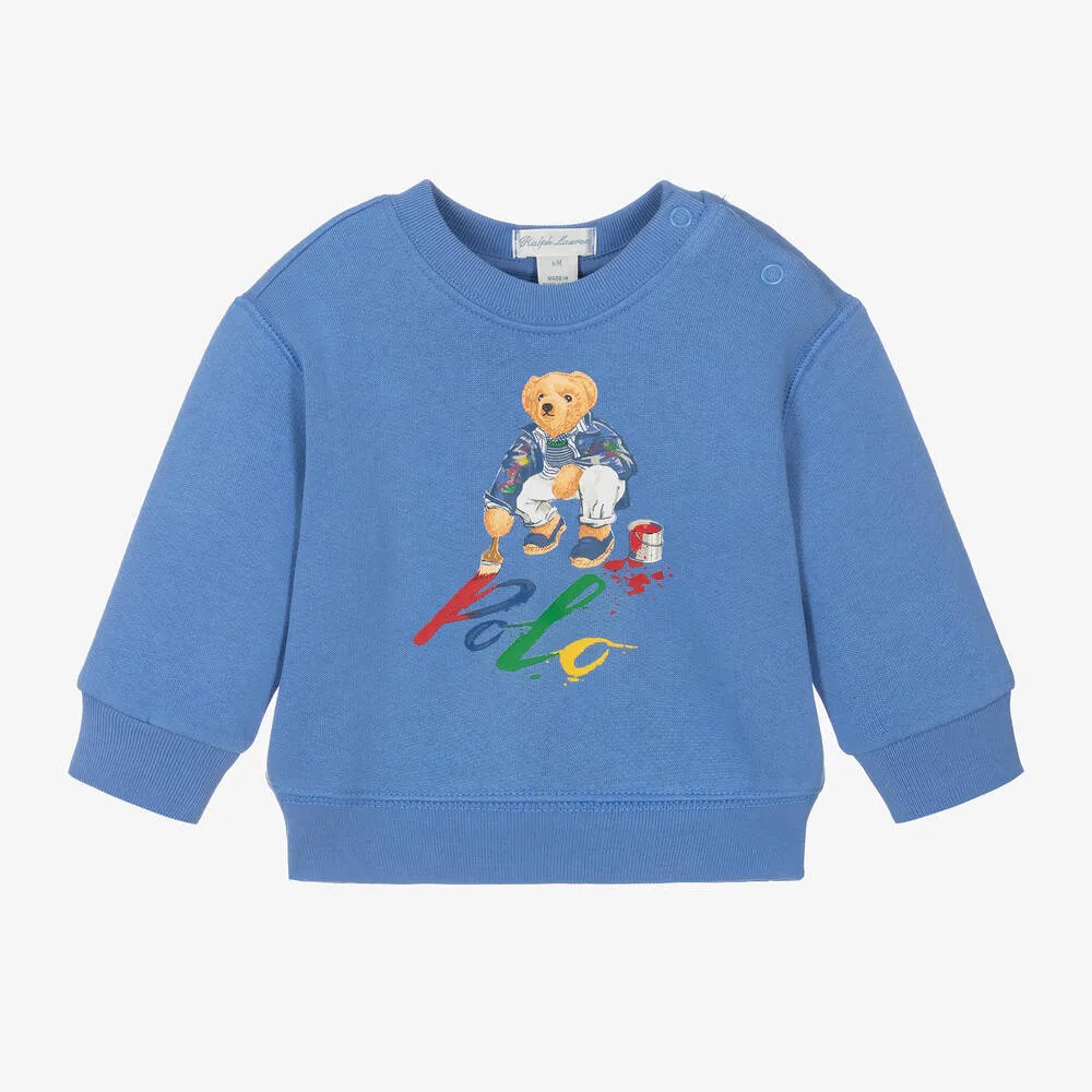 Baby Boys Blue Polo Bear Sweatshirt