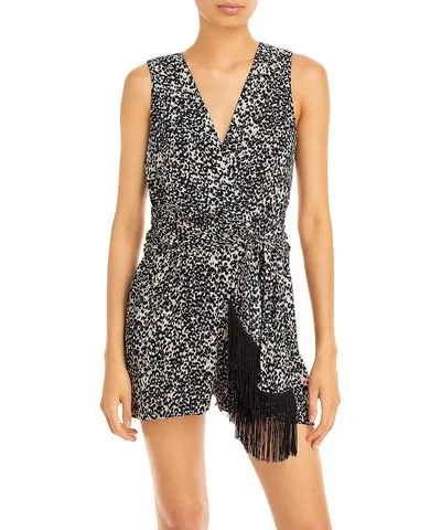 Bcbgmaxazria Womens Surplice Animal Print Romper