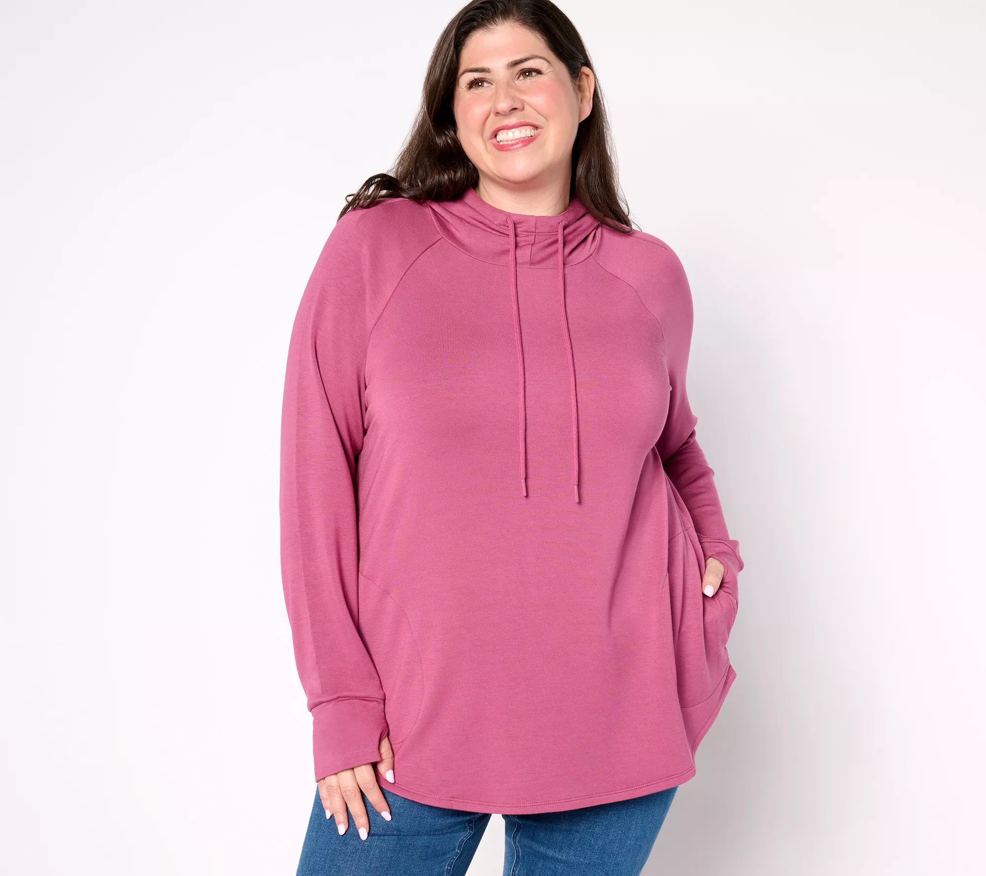 Belle by Kim Gravel MegaModal Funnel Neck Raglan Hoodie