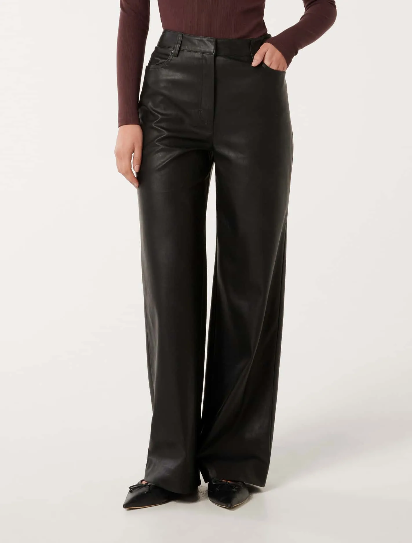 Benni Vegan Leather Wide-Leg Trousers