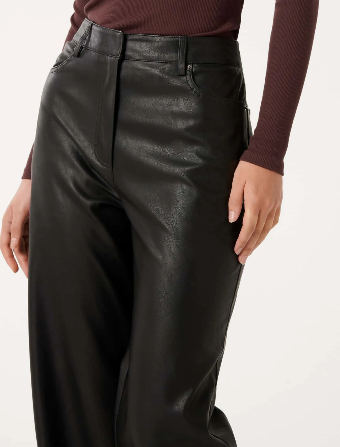 Benni Vegan Leather Wide-Leg Trousers