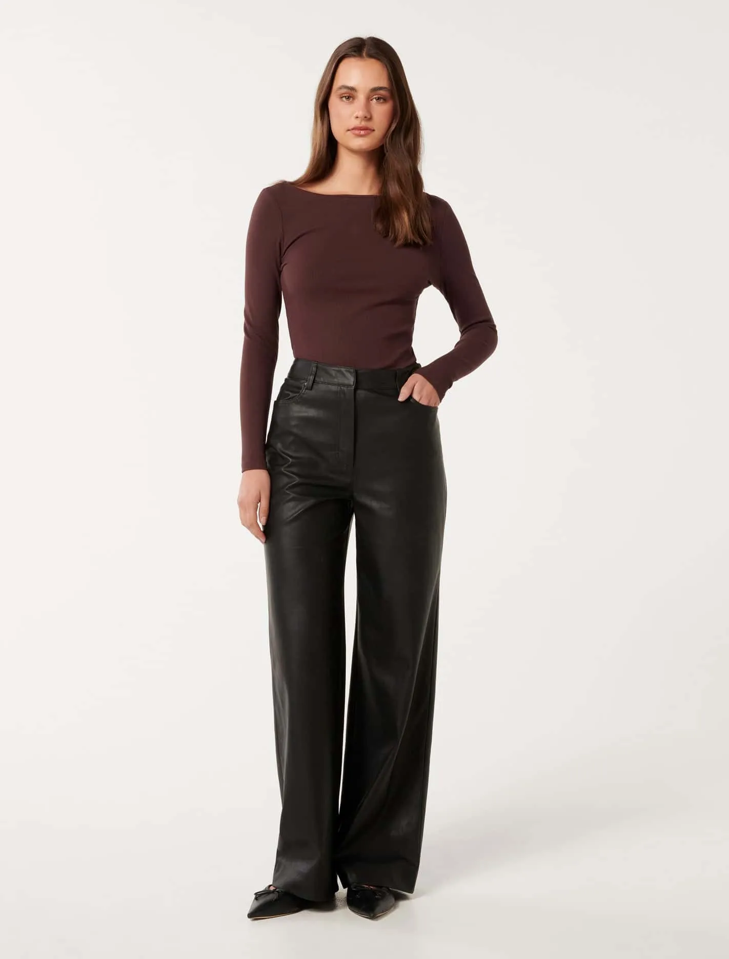 Benni Vegan Leather Wide-Leg Trousers