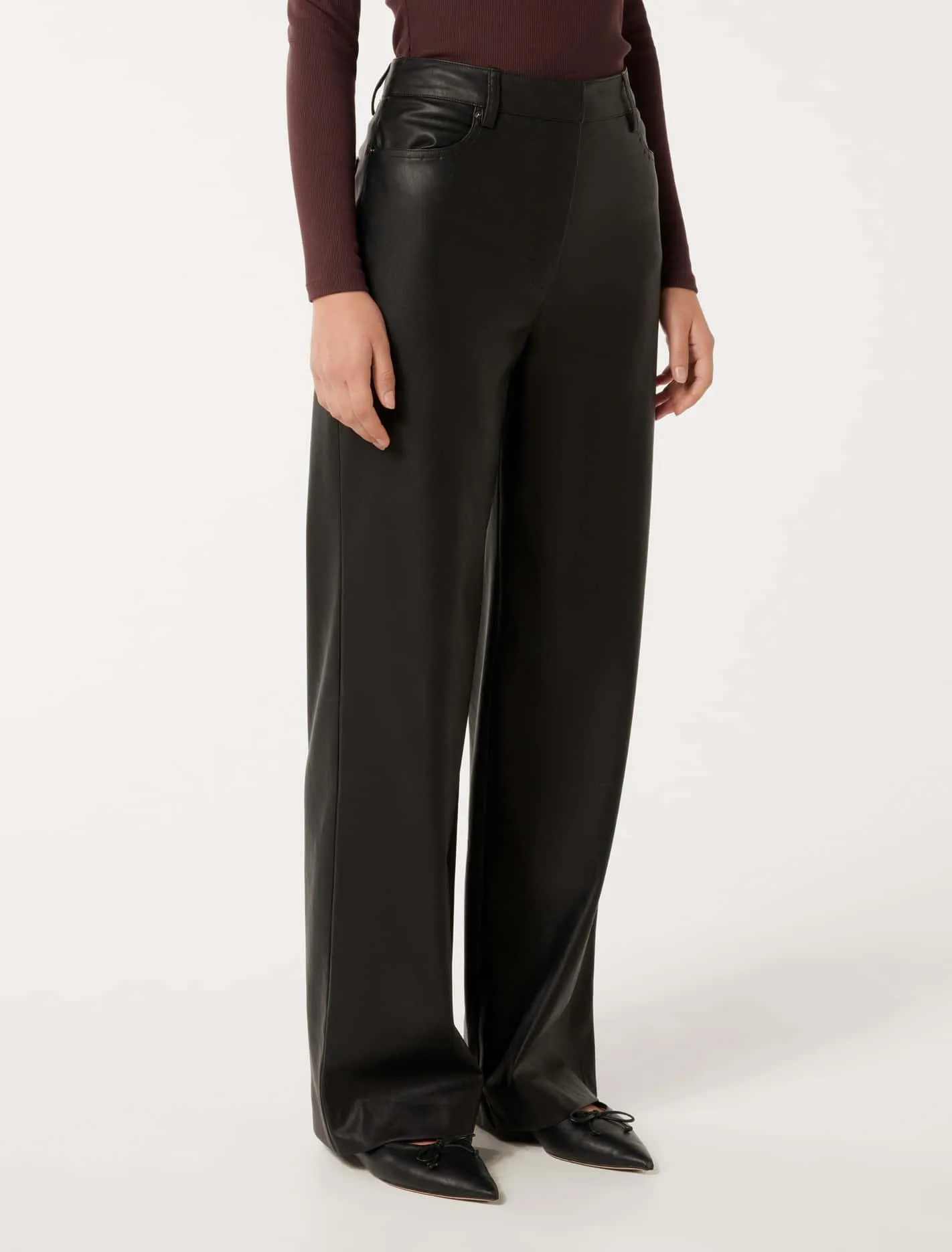 Benni Vegan Leather Wide-Leg Trousers