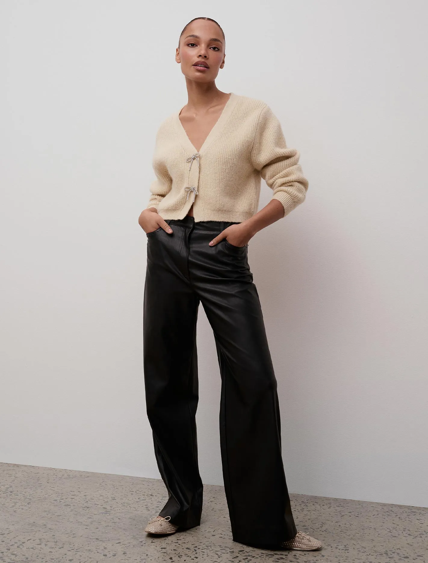 Benni Vegan Leather Wide-Leg Trousers