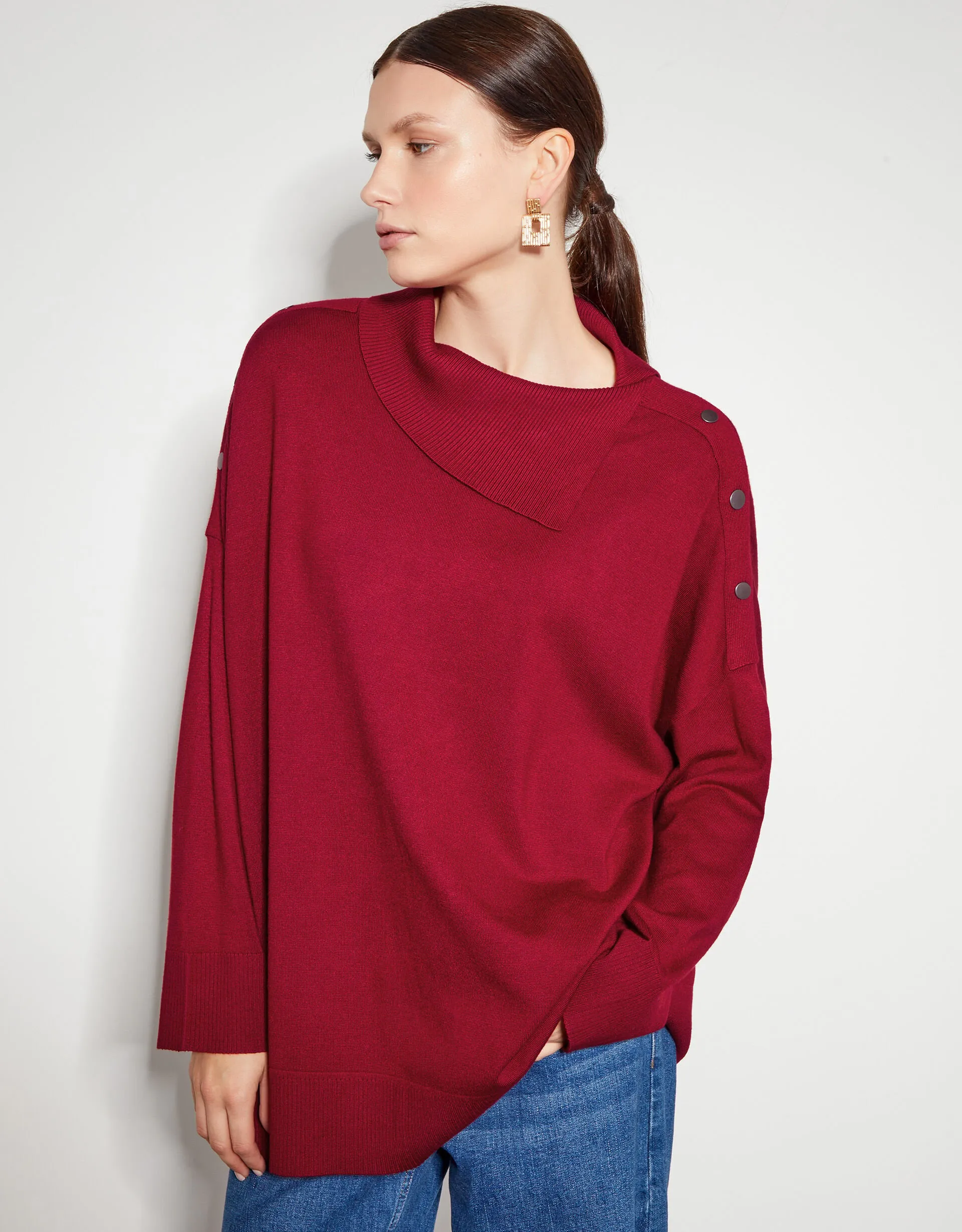 Beth Button Detail Jumper Red