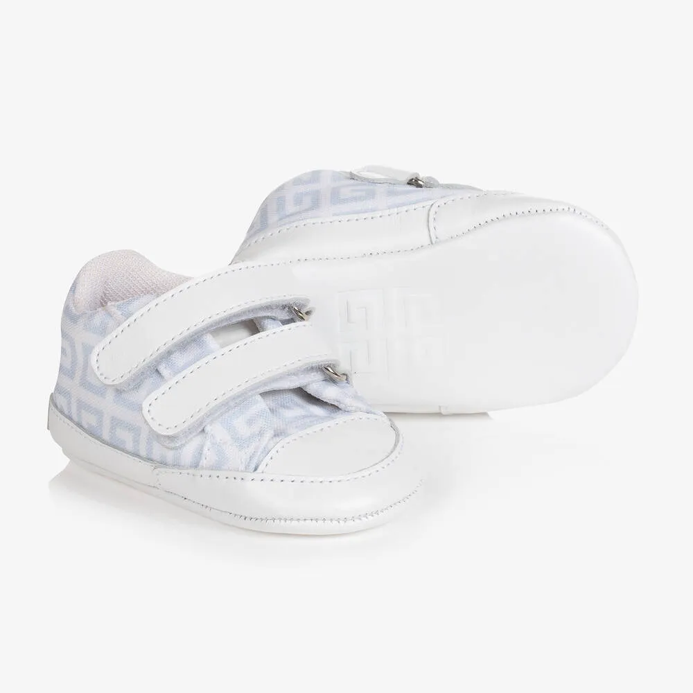 Blue 4G Canvas & Leather Baby Trainers