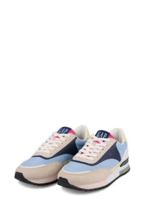 Blue and Neutral Colourblock New York Low Top Trainers