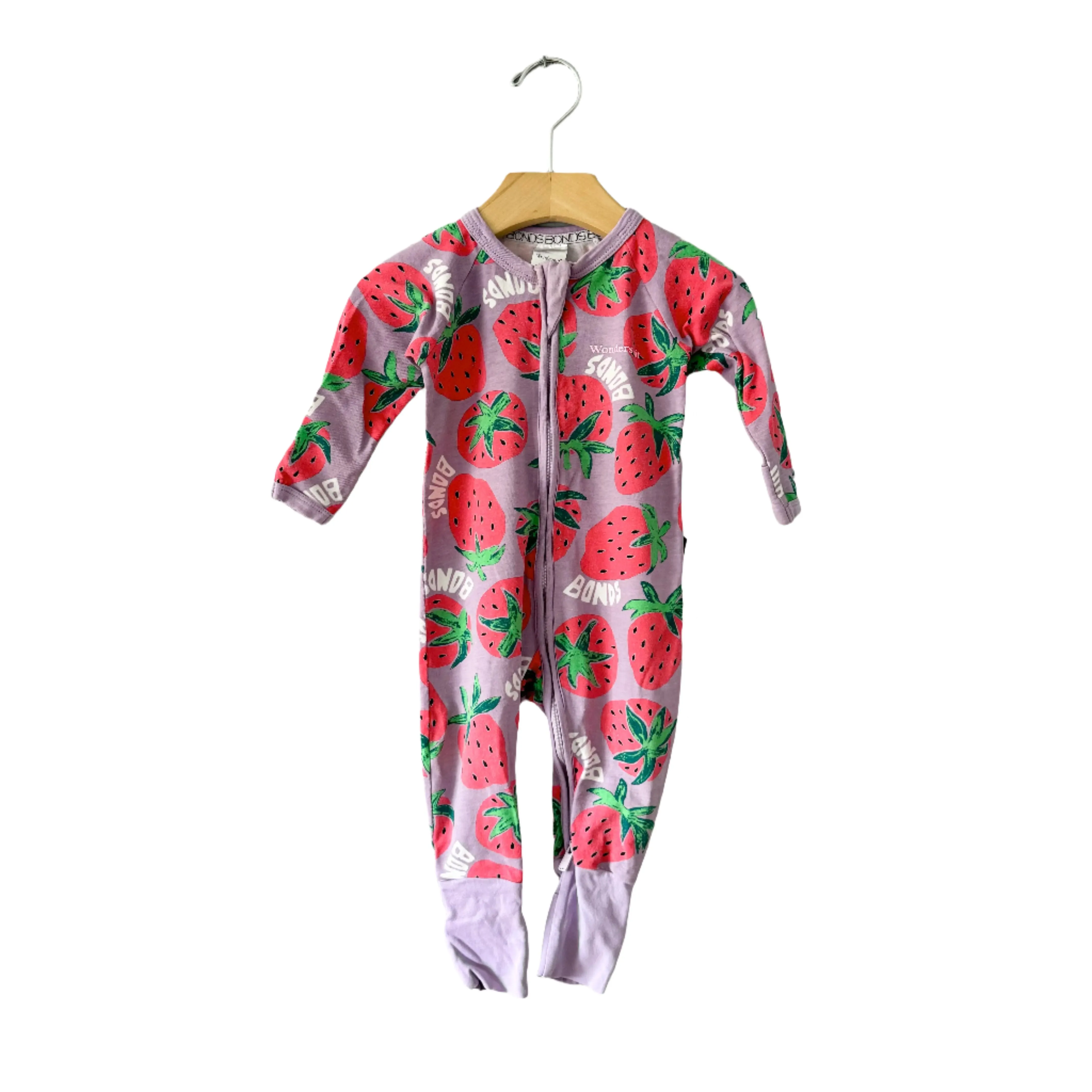 Bonds / Strawberry x purple romper / 3-6M