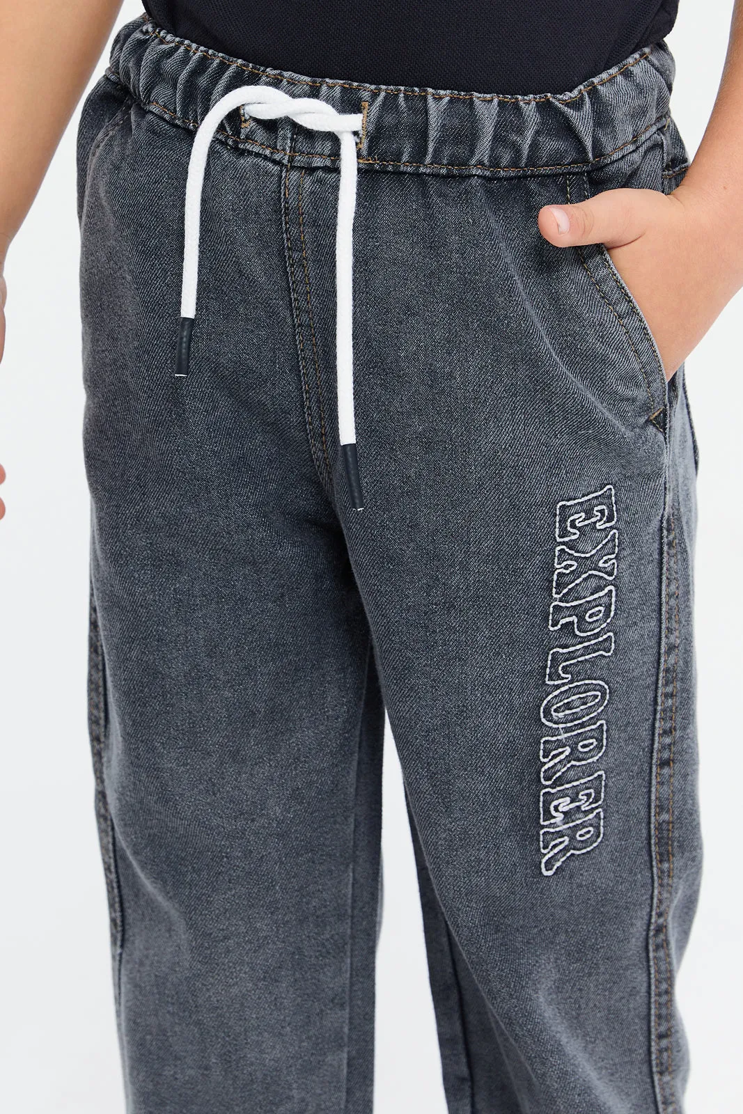 Boys Grey Loose Fit Explorer Joggers