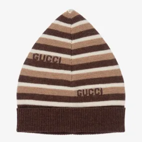 Brown & Beige Striped Baby Hat