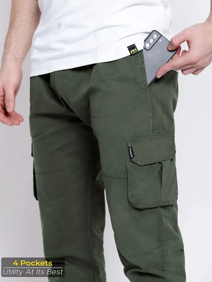 Buy Crocodile Green Dual Pocket Cargo Joggers Online in India -Beyoung