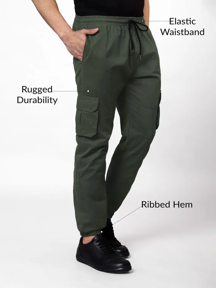 Buy Crocodile Green Dual Pocket Cargo Joggers Online in India -Beyoung