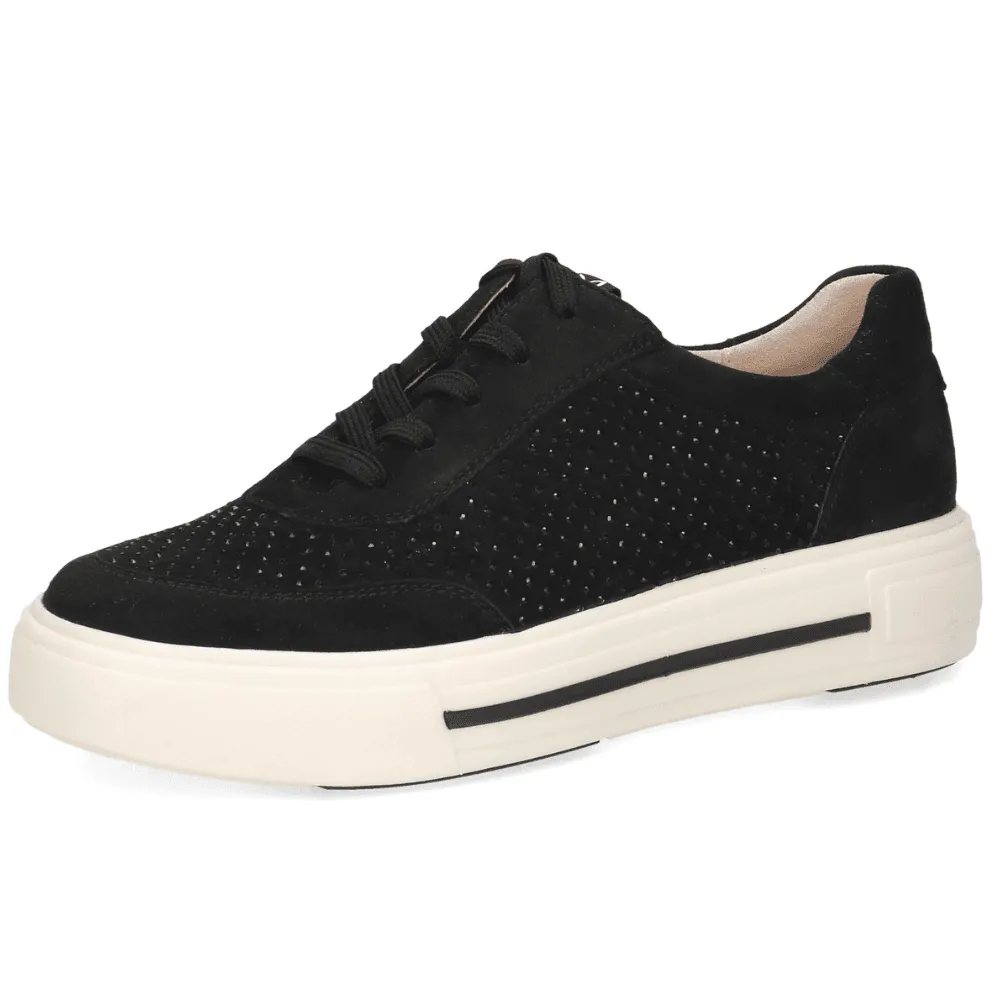 Caprice 23350 Black Suede Diamante Trainers