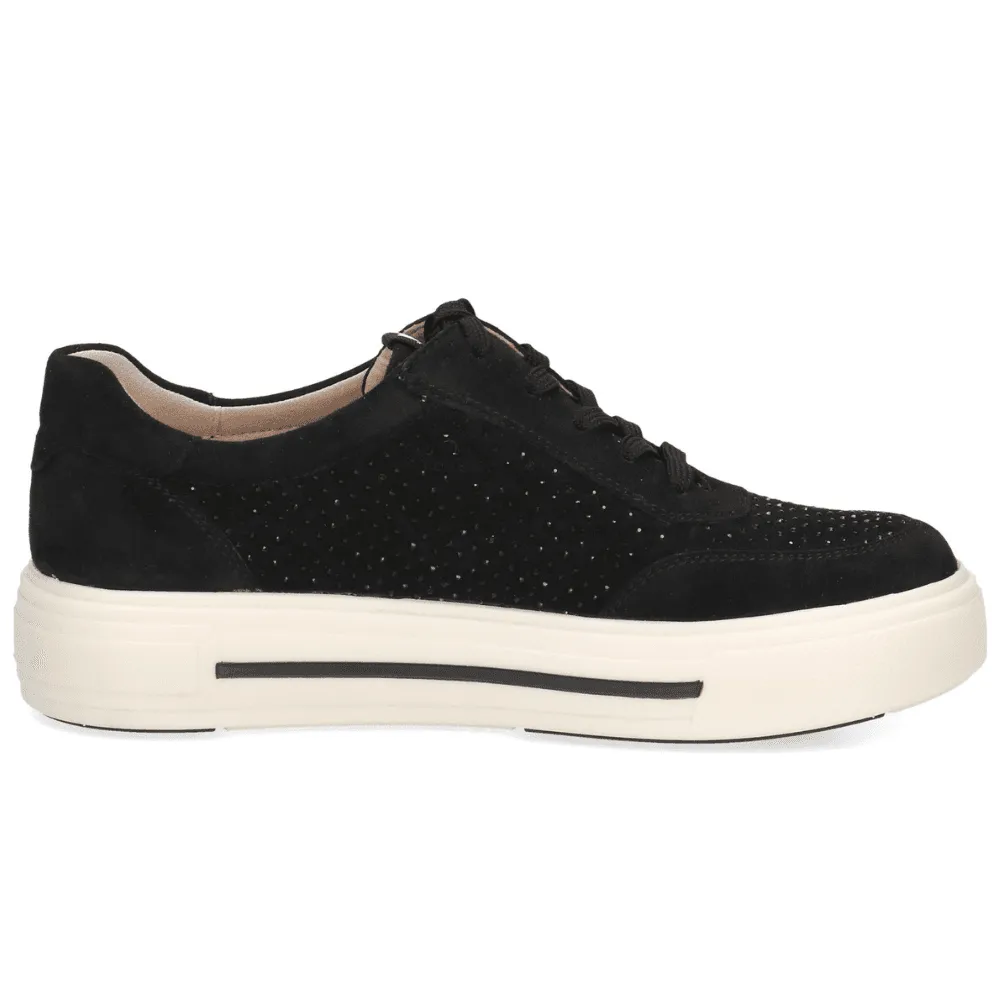 Caprice 23350 Black Suede Diamante Trainers