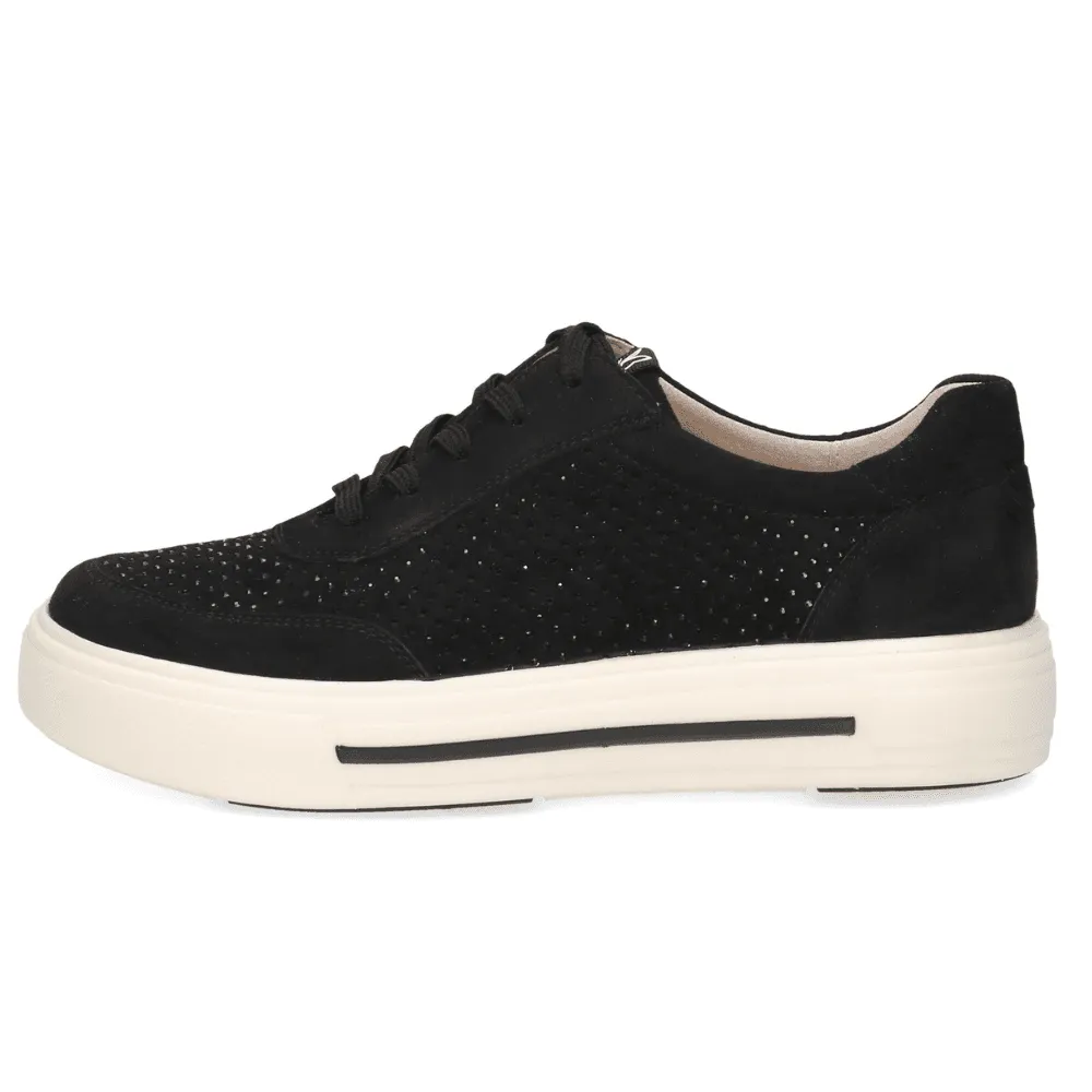 Caprice 23350 Black Suede Diamante Trainers