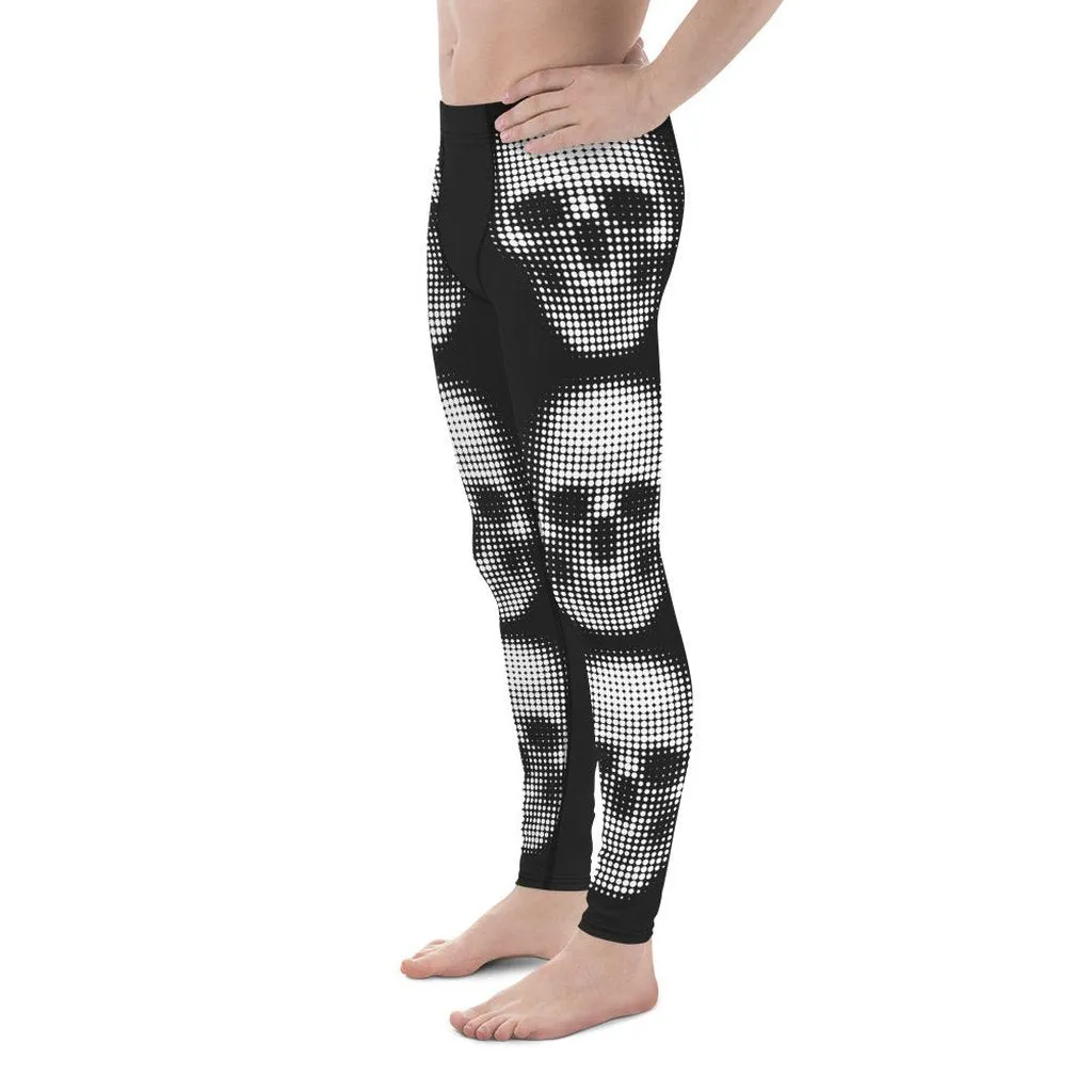 Charcoal Halftone Skull Men's Leggings