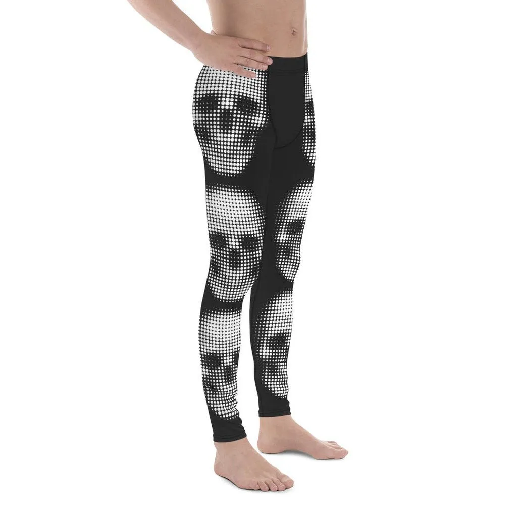 Charcoal Halftone Skull Men's Leggings