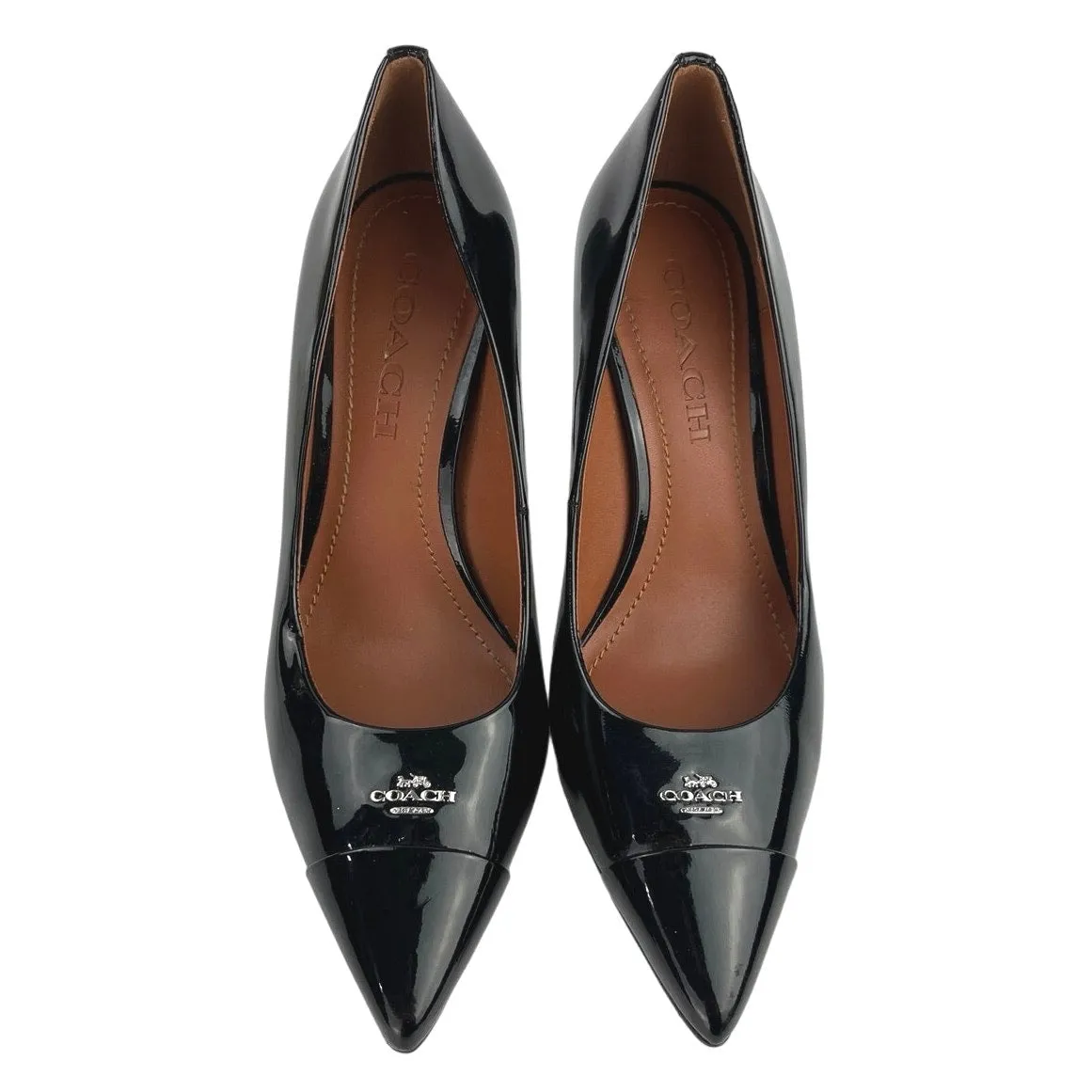 Coach Patrice Black Patent Leather Pointed Toe Stiletto Heels Pumps Shoes Sz 6B