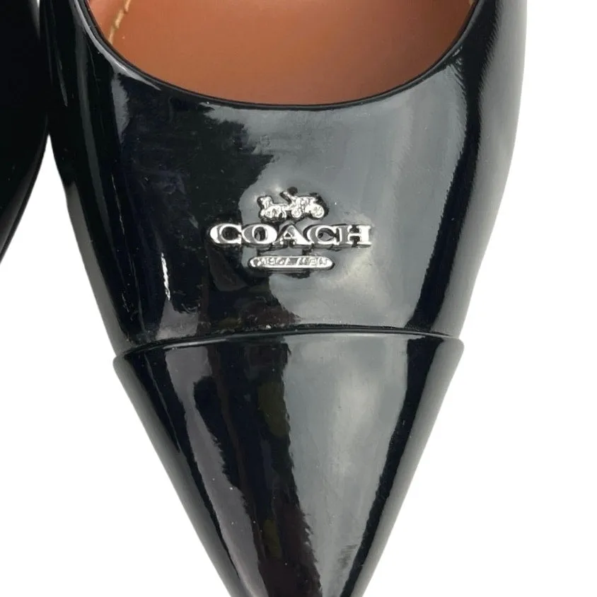 Coach Patrice Black Patent Leather Pointed Toe Stiletto Heels Pumps Shoes Sz 6B