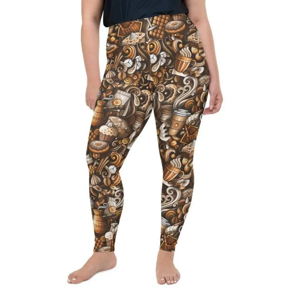 Coffee Shop Print Plus Size Leggings