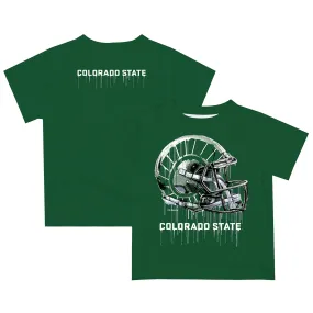 Colorado State Rams Youth Green Dripping Helmet T-Shirt