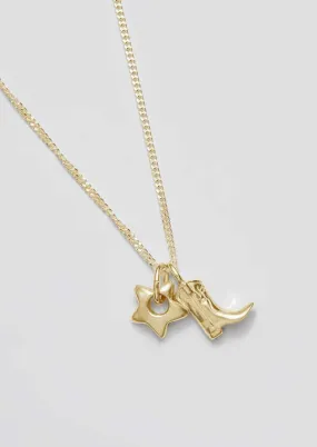 Cowboy Boot & Star Charm Necklace - Gold