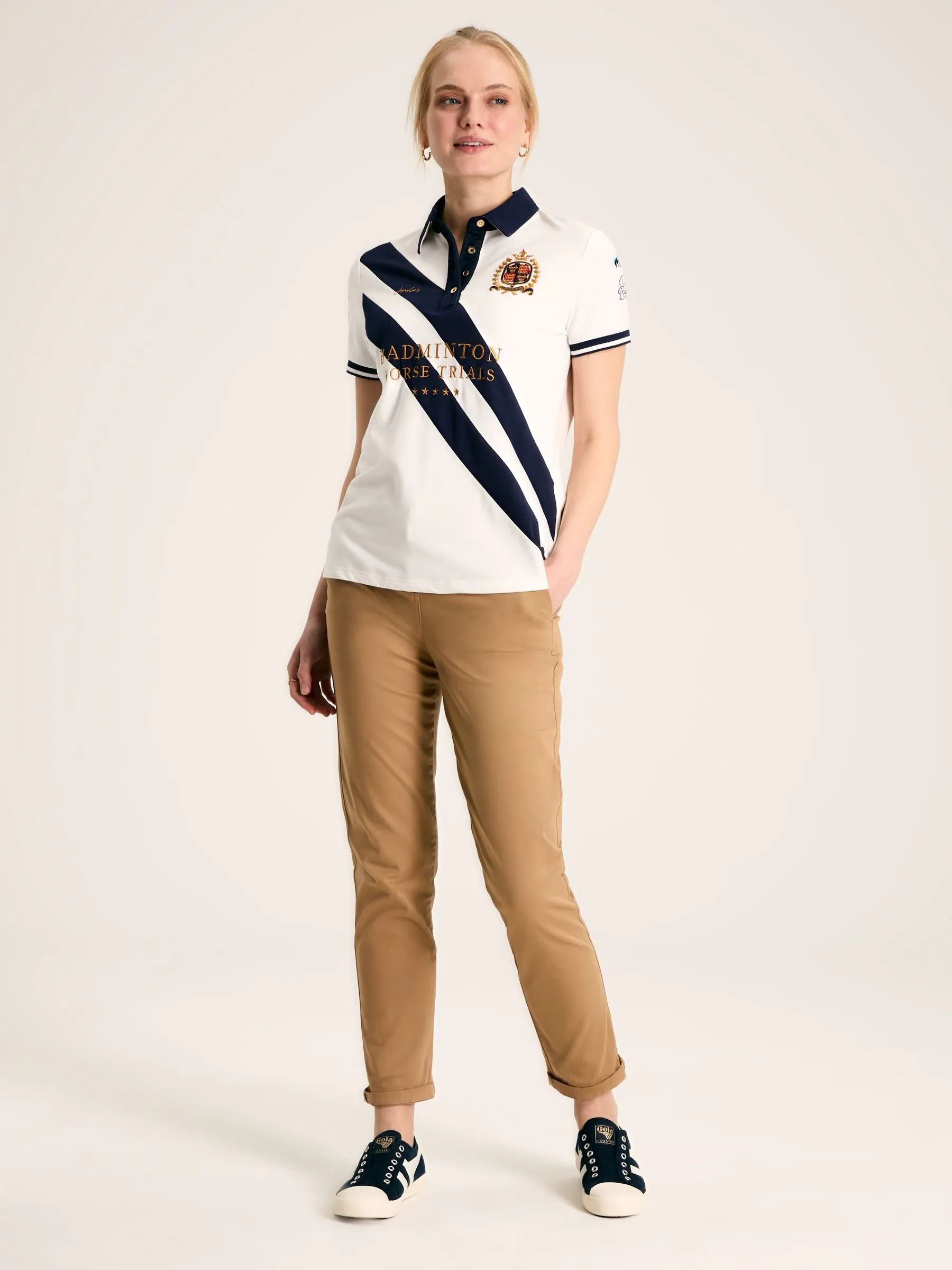 Cream & Navy Polo Shirt