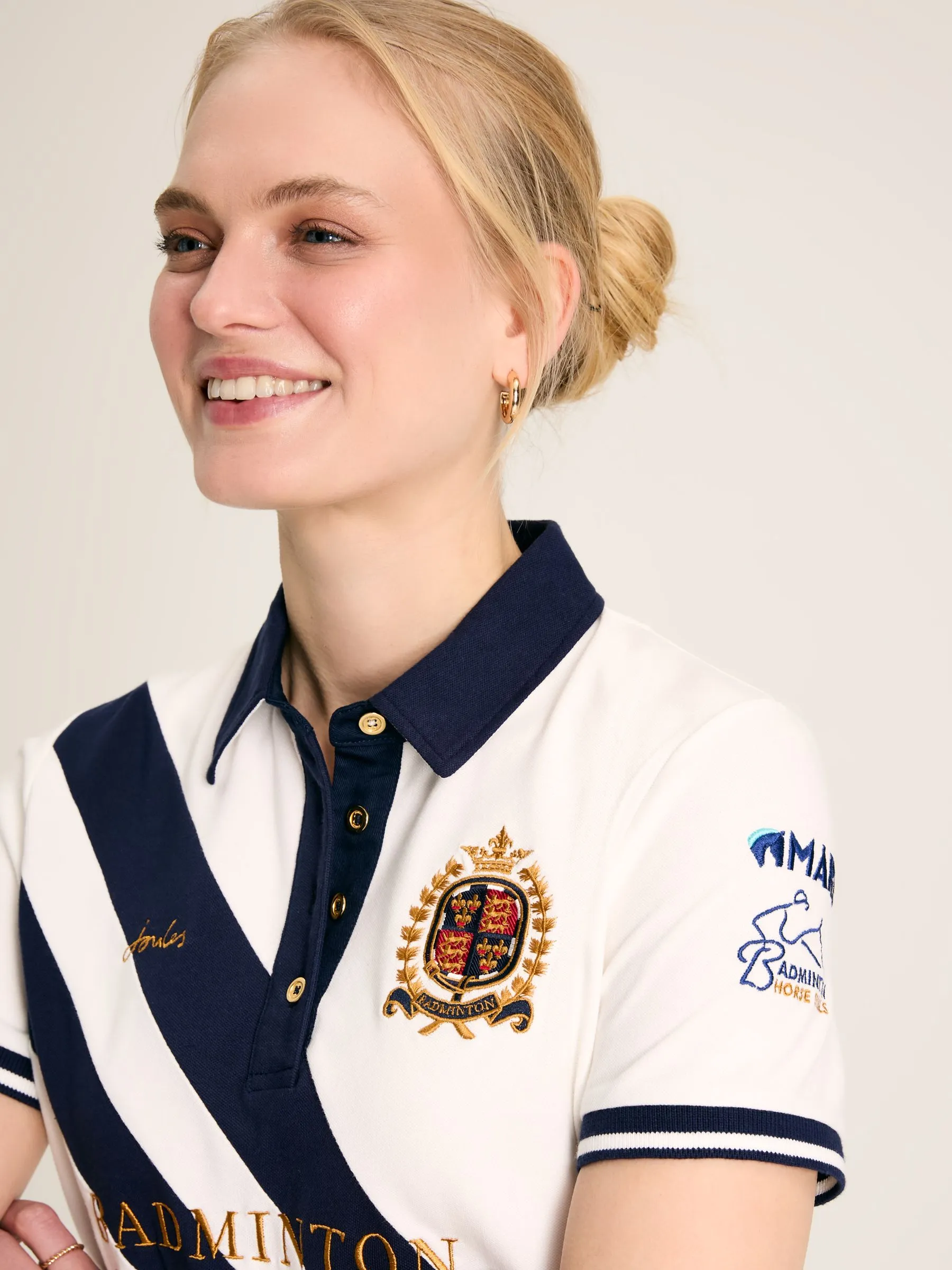 Cream & Navy Polo Shirt