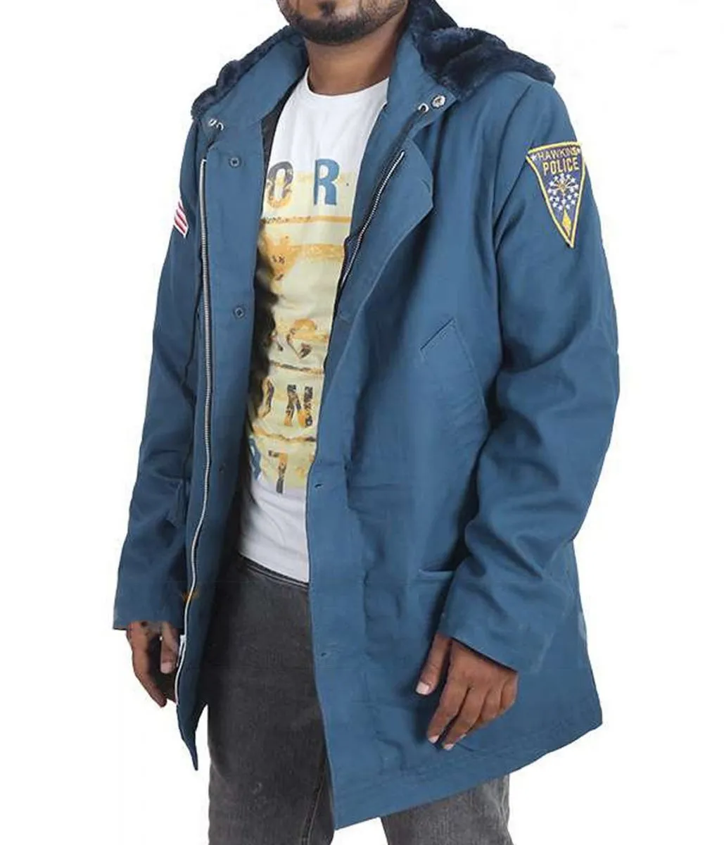 David Harbour Stranger Things Blue Hooded Jacket