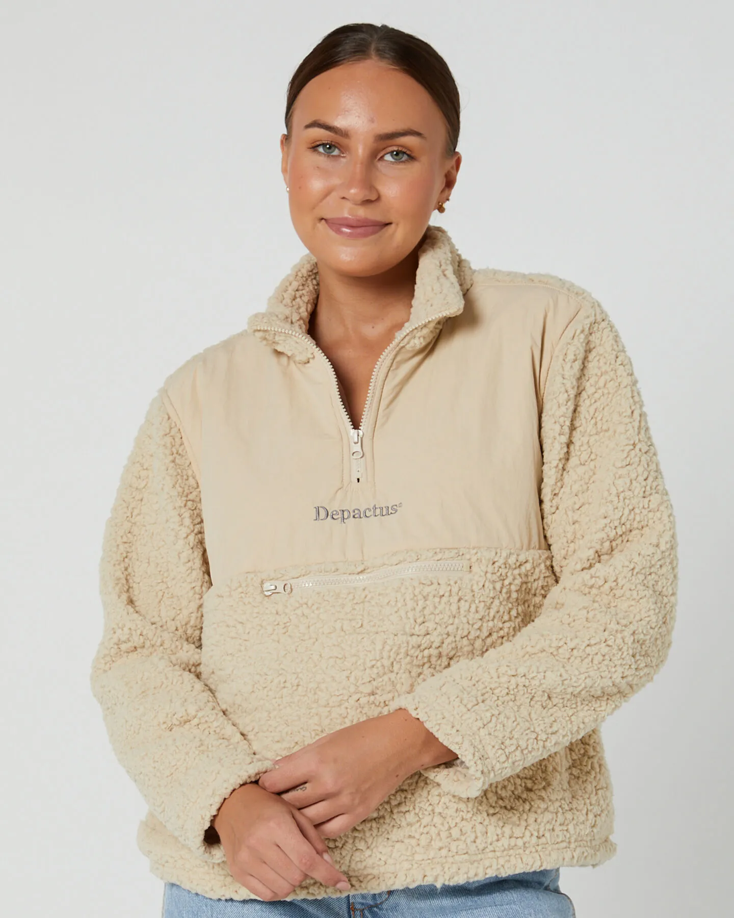 Depactus Steph Sherpa Qtr Zip Pullover - Oatmeal Marle | SurfStitch