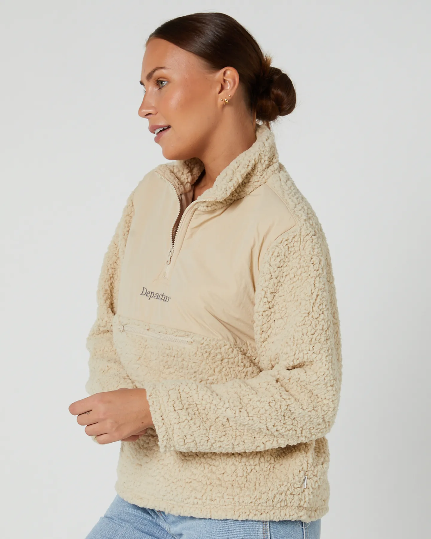 Depactus Steph Sherpa Qtr Zip Pullover - Oatmeal Marle | SurfStitch