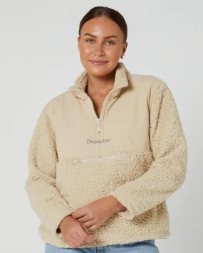 Depactus Steph Sherpa Qtr Zip Pullover - Oatmeal Marle | SurfStitch