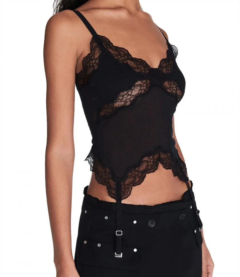 DION LEELACE RIB GARTER TANK