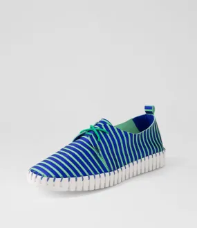 DJANGO & JULIETTE Huskies Blue Emerald Stripe Leather Sneakers