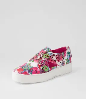 DJANGO & JULIETTE Laddes Bright Poppy White Leather Sneakers