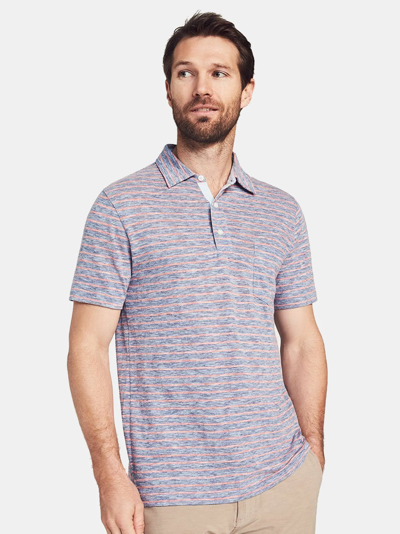     FAHERTY BRAND  Short Sleeve Striped Polo    