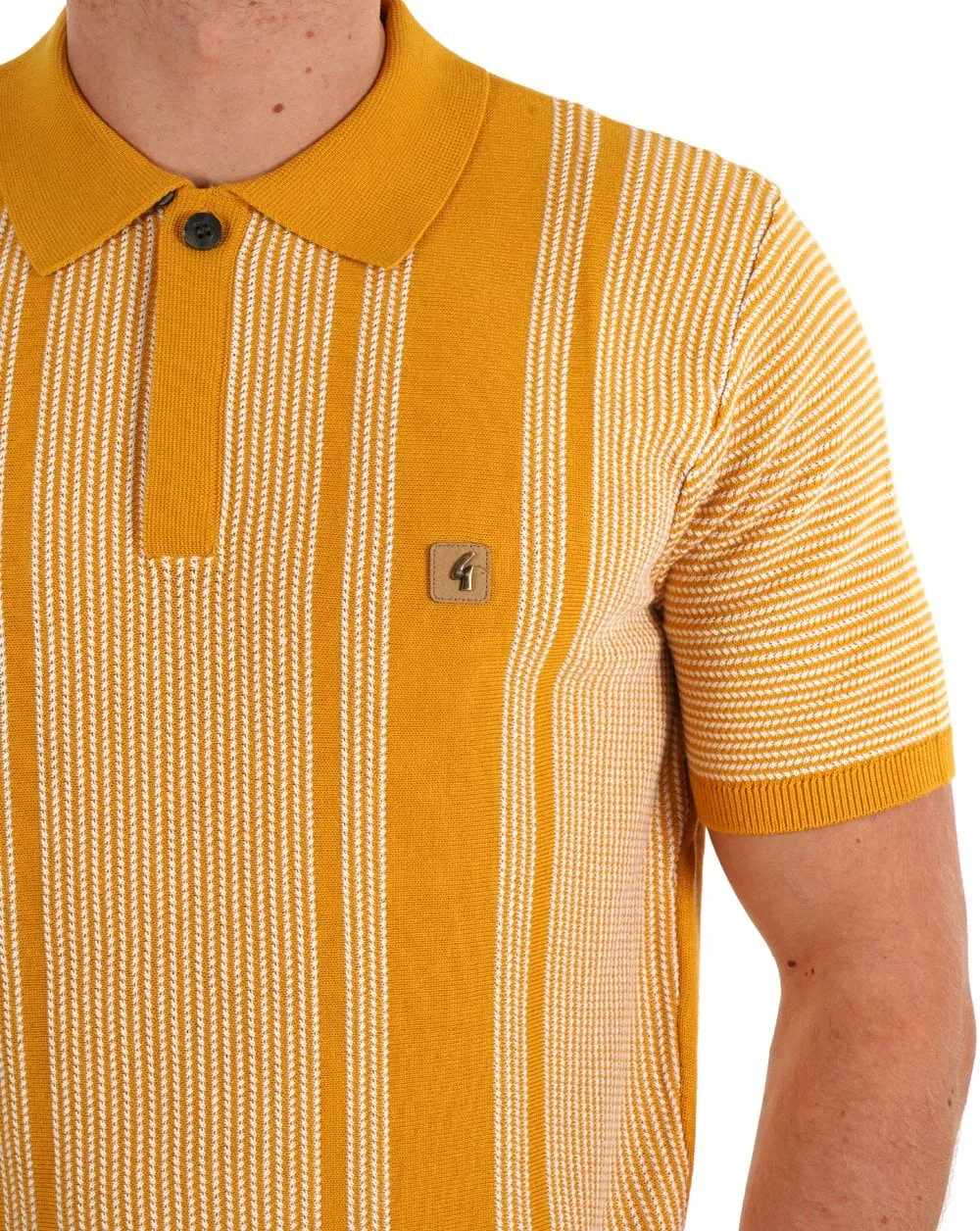 Gabicci Vintage Dante Knitted Polo Yellow