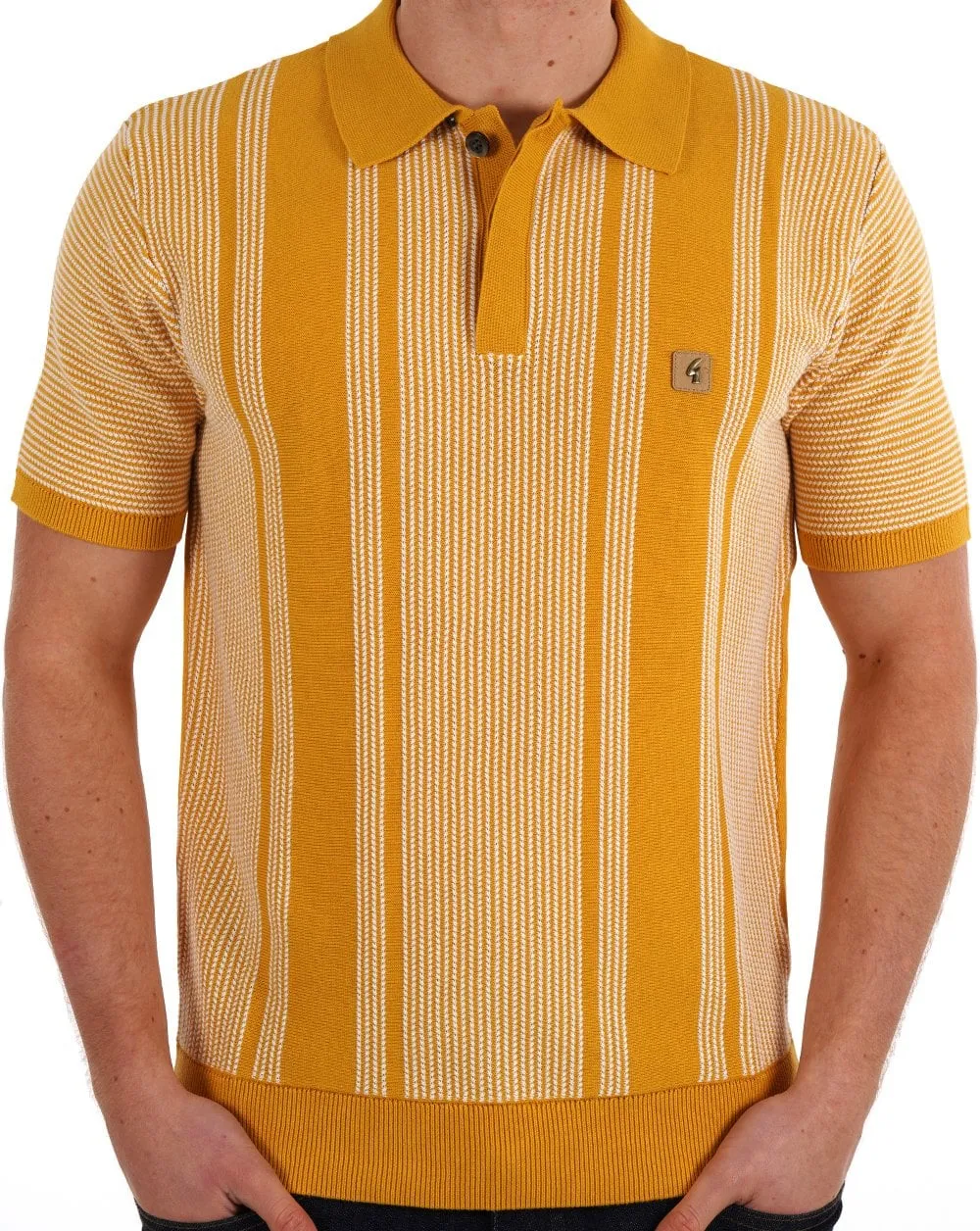 Gabicci Vintage Dante Knitted Polo Yellow