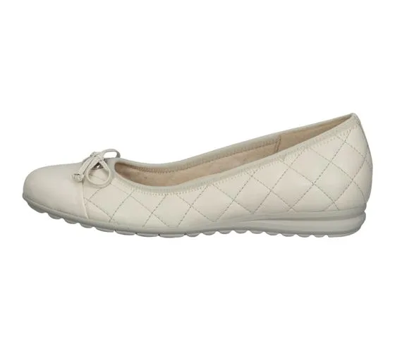 GABOR Damen Echtleder-Slipper gesteppte Ballerina mit Lackleder-Zehenkappe 82.622.20 Beige