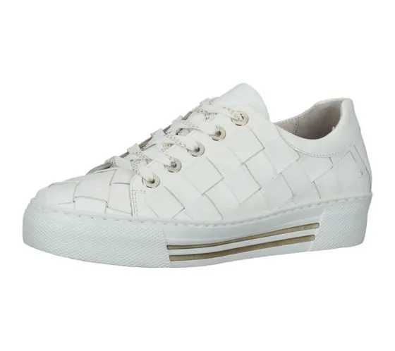 GABOR scarpe da donna in vera pelle con look intrecciato, sneakers basse alla moda 86.469.51 bianco